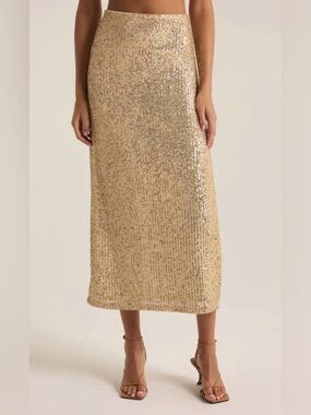 Z SUPPLY saturn sequin skirt in gold L Worn Once